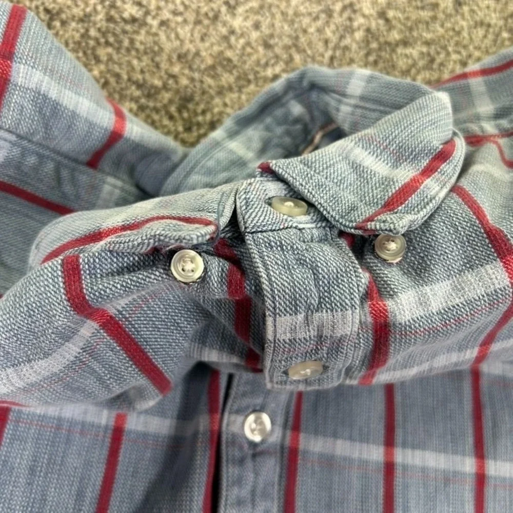 Levis Selvedge Blue Red‎ Plaid Button Up Long Sleeve Shirt Mens XX-Large Casual